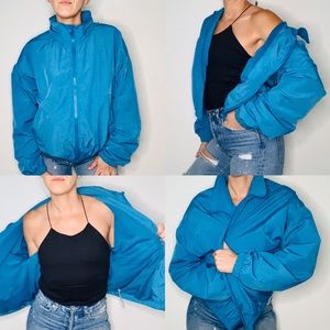*4 for $25* Forever21 Hidden Hood Teal Blue Wind Breaker  Medium